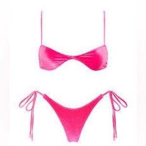 Triangl Este Pilly Velvet Pink Bikini Top and Bottom Set